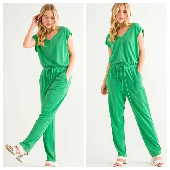 13 V-Neck Stretch Jumpsuits - Picture 2 of 3